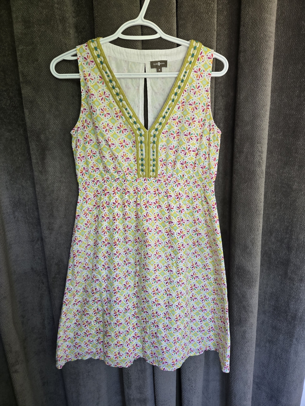 Surkana V-Neck Mini Beaded Dress Boho Festival Indie Vibes Whimsical Summer M - Picture 15 of 16